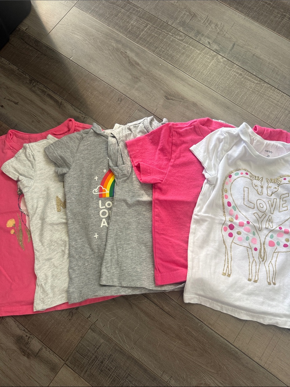 Carter's Girls Short Sleeve Tee Lot in Pink, Gray & White